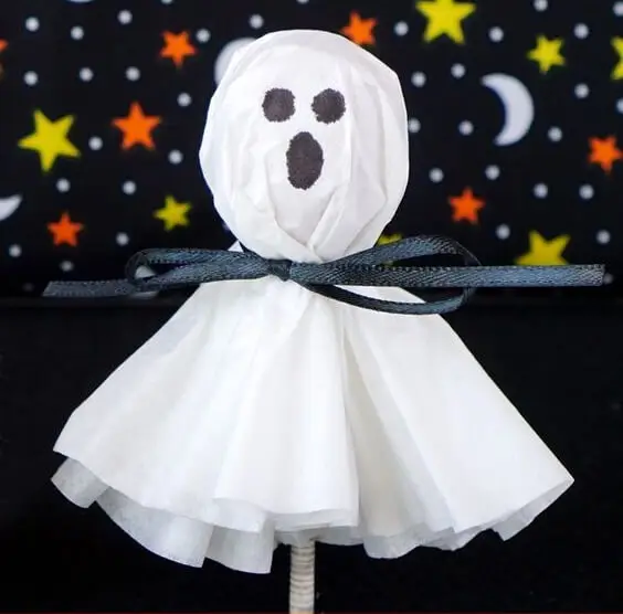 coffee filter ghost lolipops Halloween