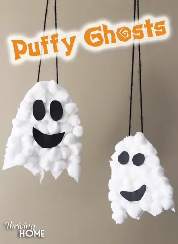 puffy ghosts Easy Halloween Crafts