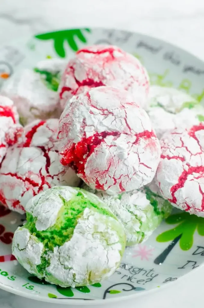 Red and Green Crinkle  Easy Christmas Cookie recipes 
