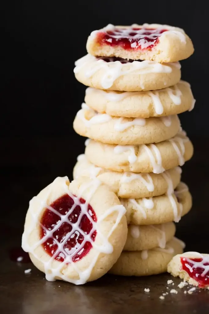 thumbprint cookie recipes filled with raspberry jam 