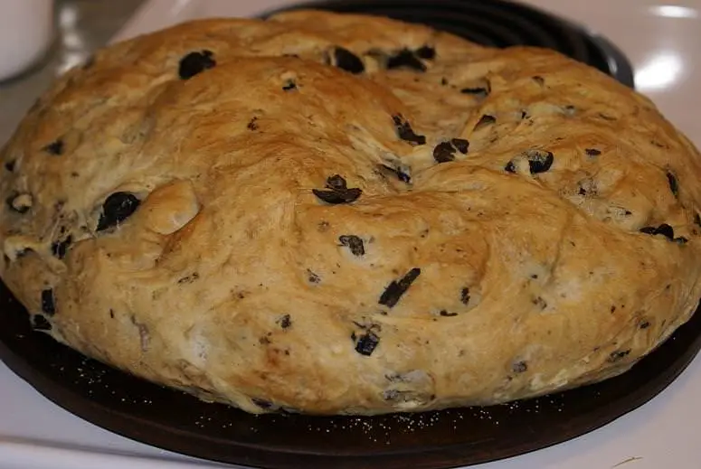 Homemade Round Italian Olive Bread 