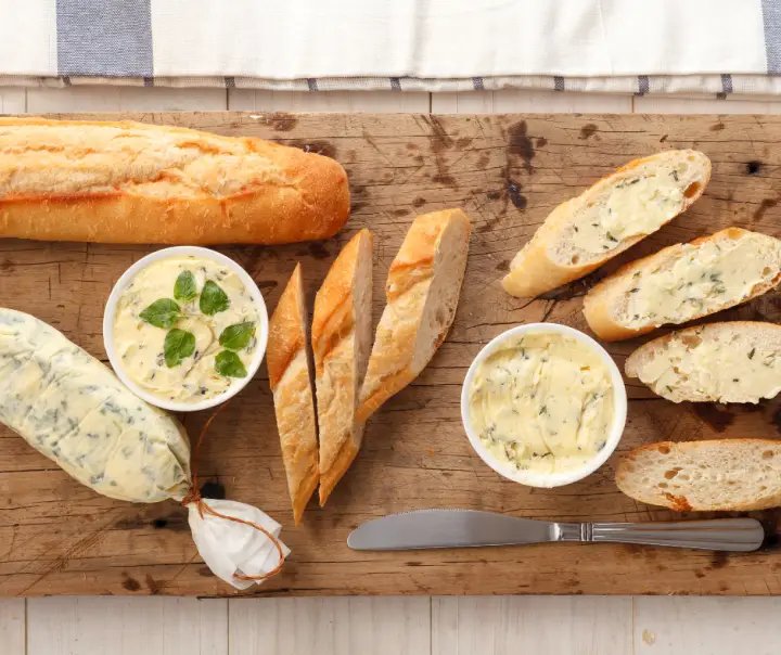 Garlic scape butter garlic bread