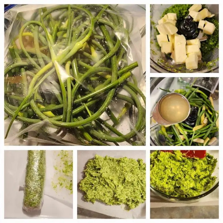 How to make fresh garlic scape butter compound.