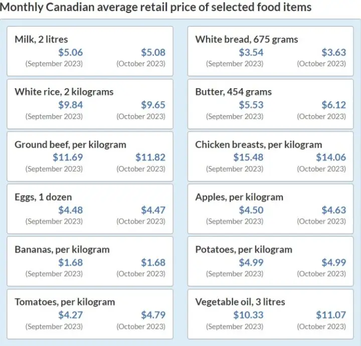 Consumer Price Index 2023 Food In Canada