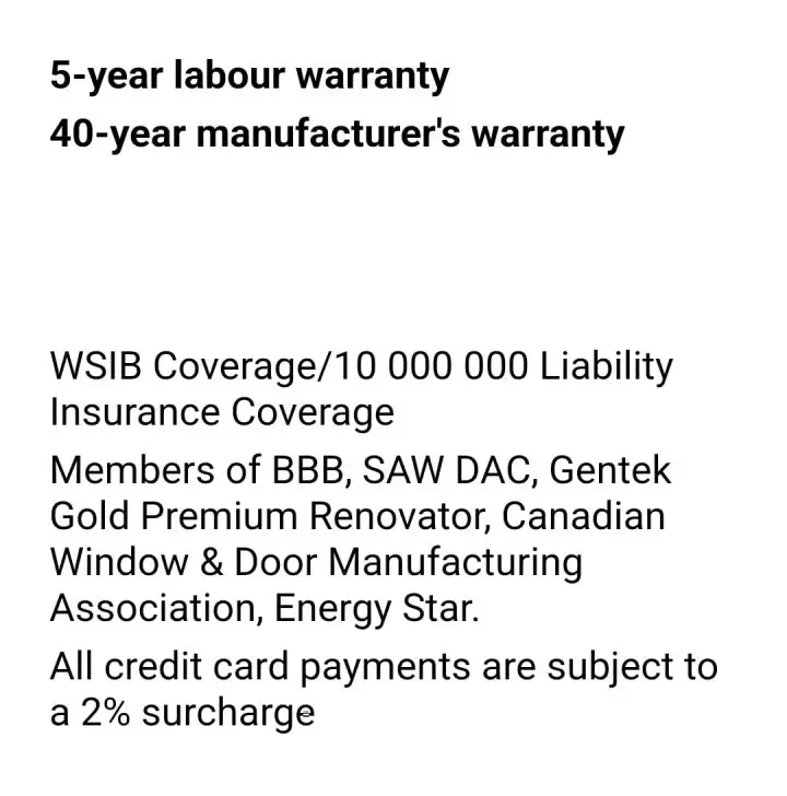 Labour warranty and manufacturers warranty vinyl siding, soffits, and fascia 2023